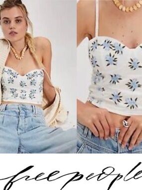 Free People Wild Flowers Embroidered Bustier Top❤️ NWOT